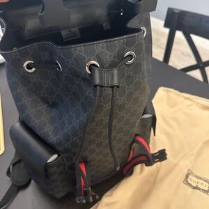 Gucci Black and Gray Monogram Backpack
